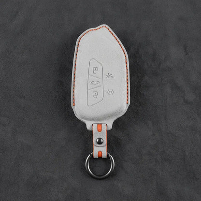 Volkswagen Hand-Stitched Alcantara Key Fob Cover – Asymmetrical Alarm Style