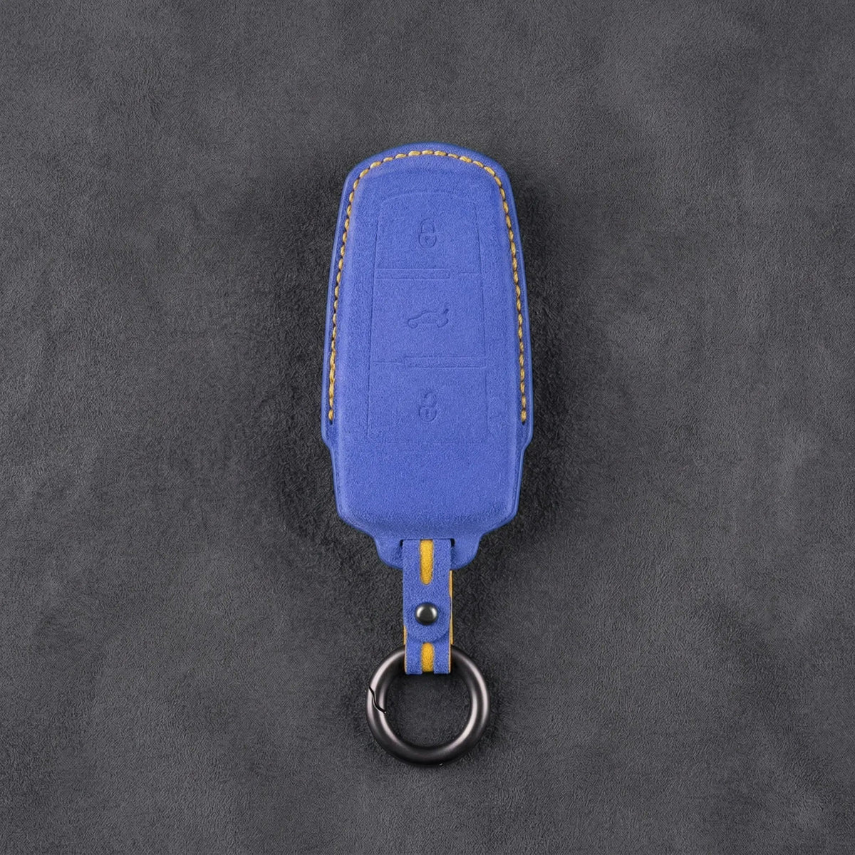 Volkswagen Hand-Stitched Alcantara Key Fob Cover - Chrome Base 3-Button