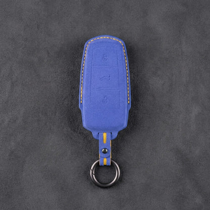 Volkswagen Hand-Stitched Alcantara Key Fob Cover - Chrome Base 3-Button