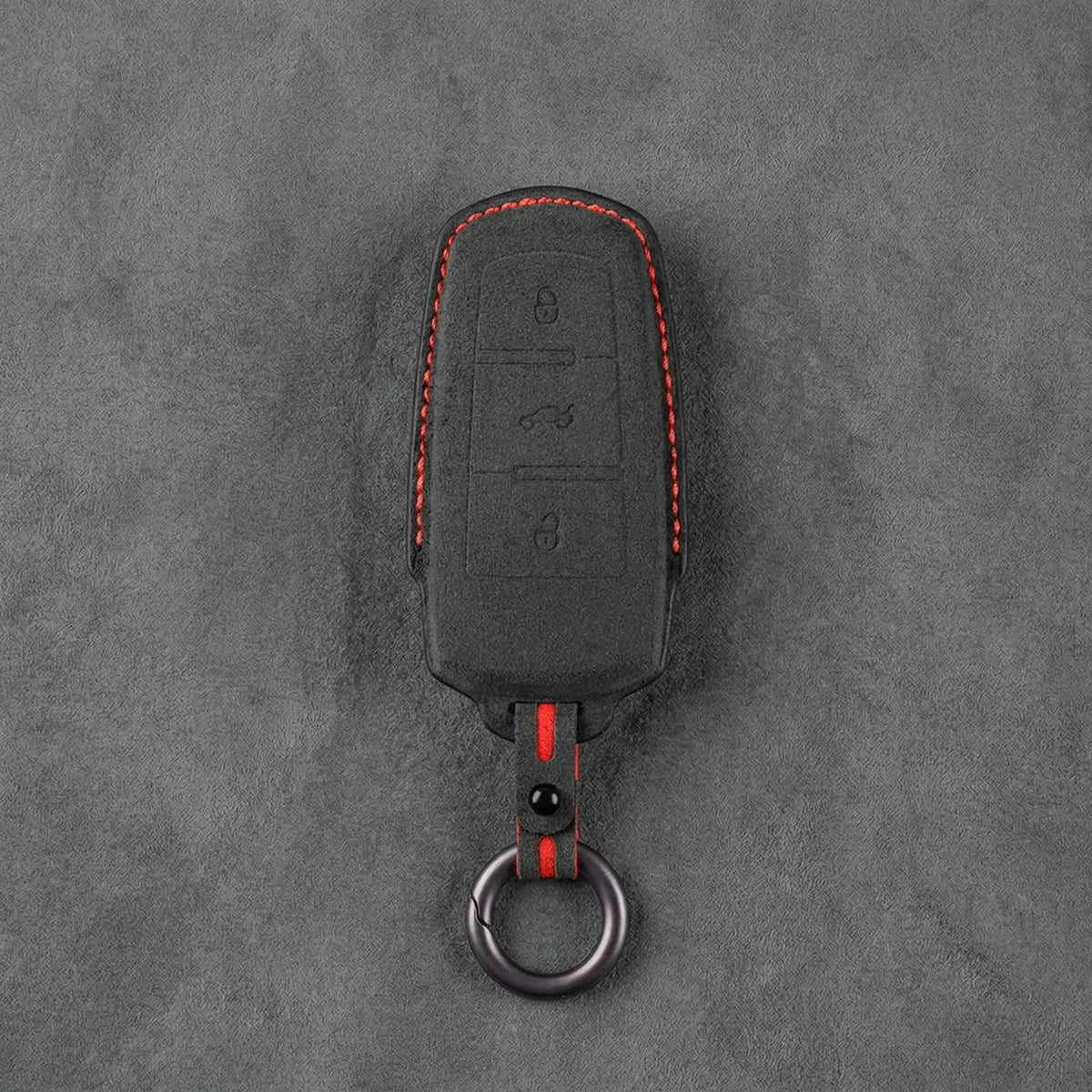 Volkswagen Hand-Stitched Alcantara Key Fob Cover - Chrome Base 3-Button