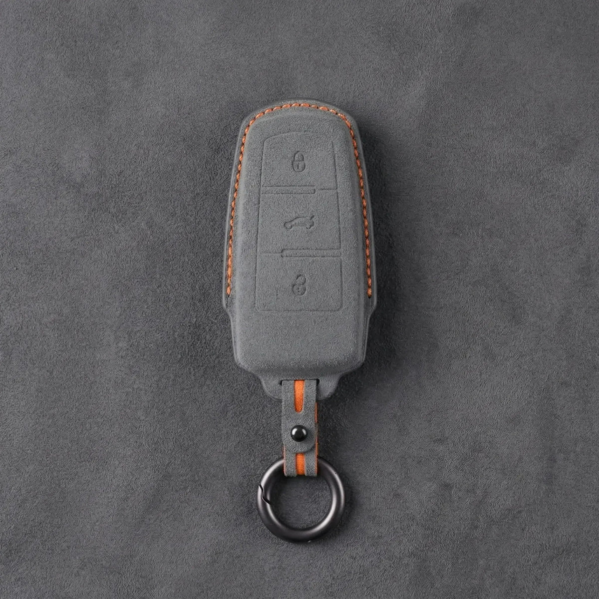 Volkswagen Hand-Stitched Alcantara Key Fob Cover - Chrome Base 3-Button