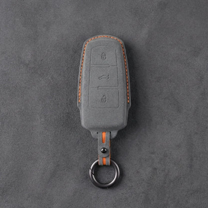 Volkswagen Hand-Stitched Alcantara Key Fob Cover - Chrome Base 3-Button