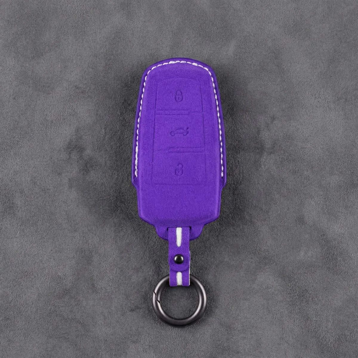 Volkswagen Hand-Stitched Alcantara Key Fob Cover - Chrome Base 3-Button