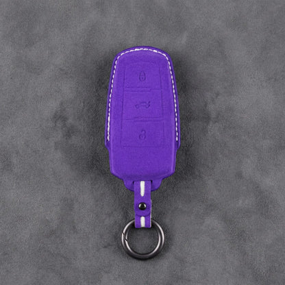 Volkswagen Hand-Stitched Alcantara Key Fob Cover - Chrome Base 3-Button