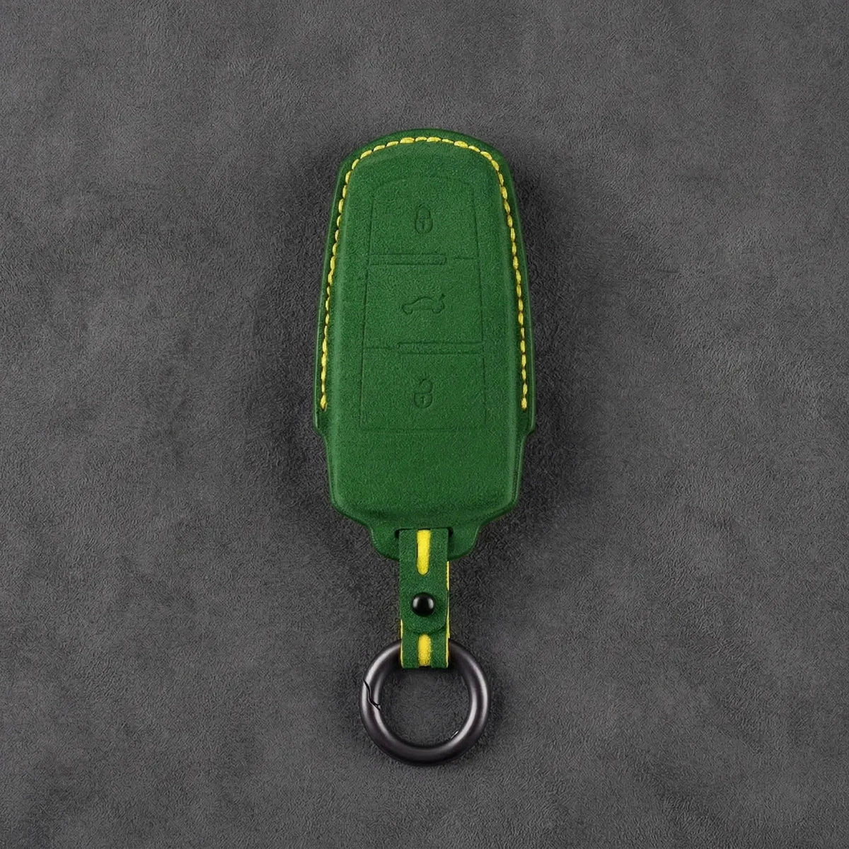 Volkswagen Hand-Stitched Alcantara Key Fob Cover - Chrome Base 3-Button