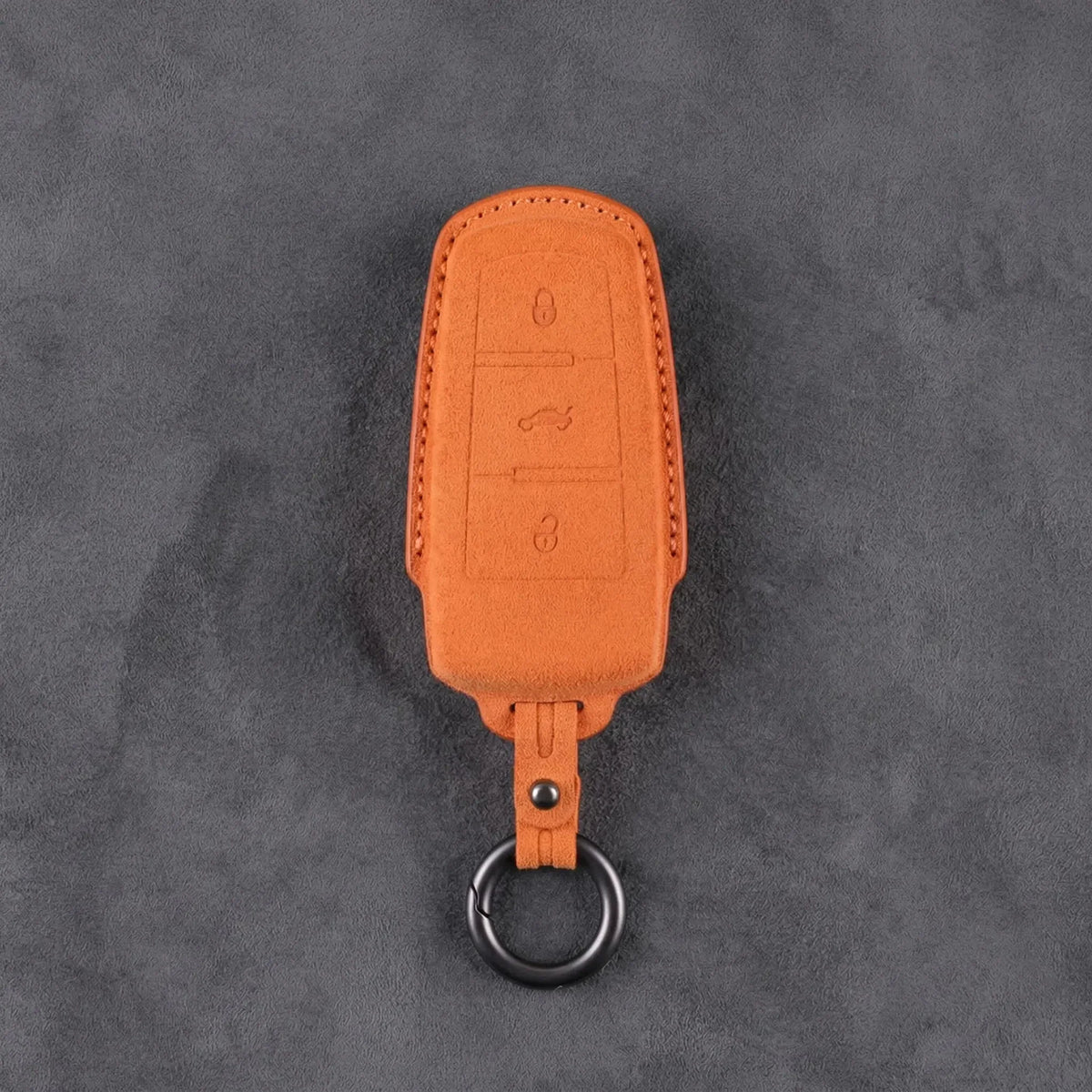 Volkswagen Hand-Stitched Alcantara Key Fob Cover - Chrome Base 3-Button