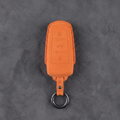 Volkswagen Hand-Stitched Alcantara Key Fob Cover - Chrome Base 3-Button