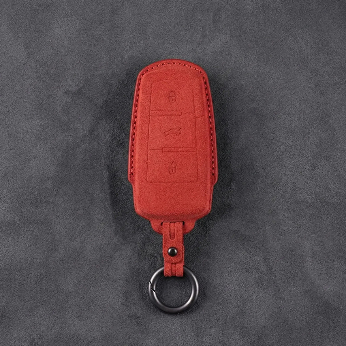Volkswagen Hand-Stitched Alcantara Key Fob Cover - Chrome Base 3-Button