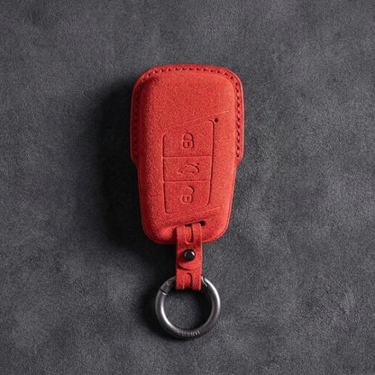 Volkswagen Hand-Stitched Alcantara Key Fob Cover - Chrome Top 3-Button