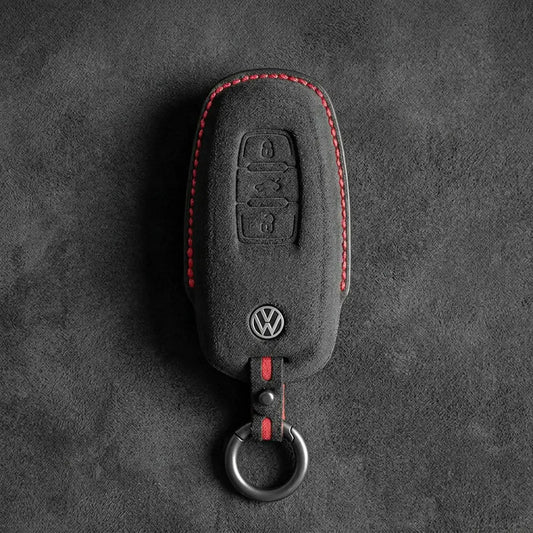 Volkswagen Hand-Stitched Alcantara Key Fob Cover – Oval 3-Button Smart Key