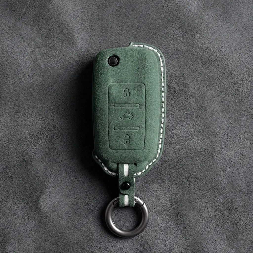 Volkswagen Hand-Stitched Alcantara Key Fob Cover – Rectangular 3-Button