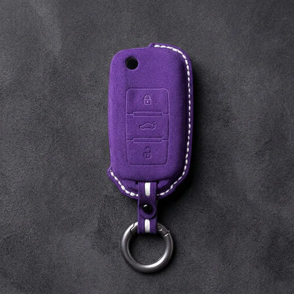Volkswagen Hand-Stitched Alcantara Key Fob Cover – Rectangular 3-Button