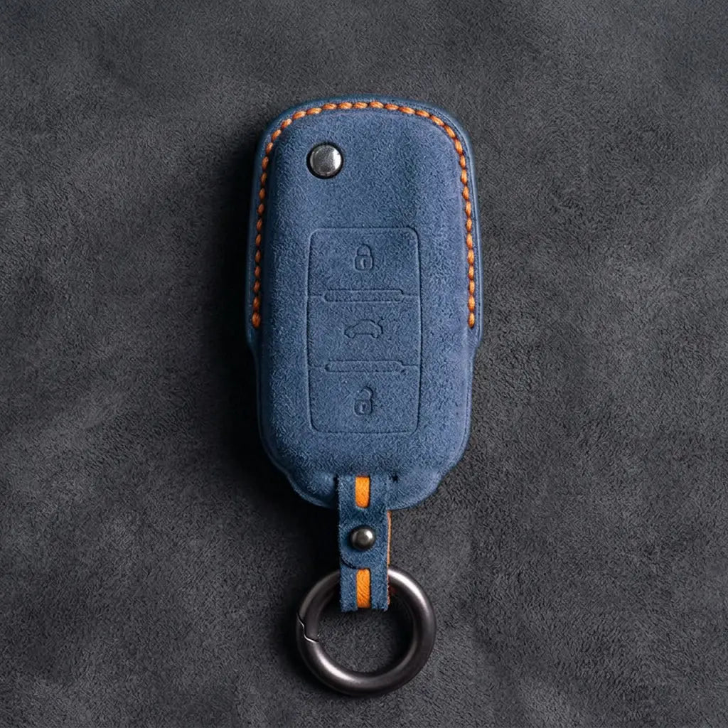 Volkswagen Hand-Stitched Alcantara Key Fob Cover – Rectangular 3-Button