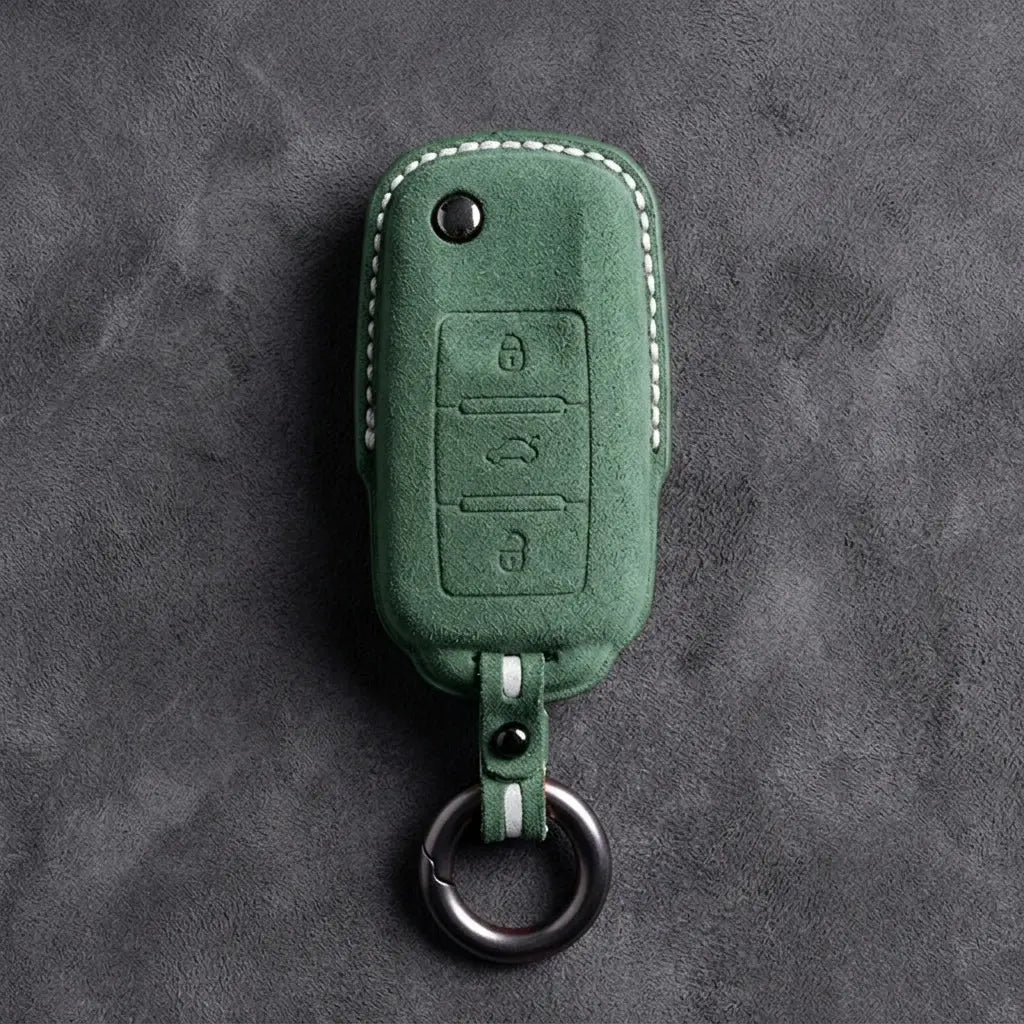 Volkswagen Hand-Stitched Alcantara Key Fob Cover – Rectangular 3-Button