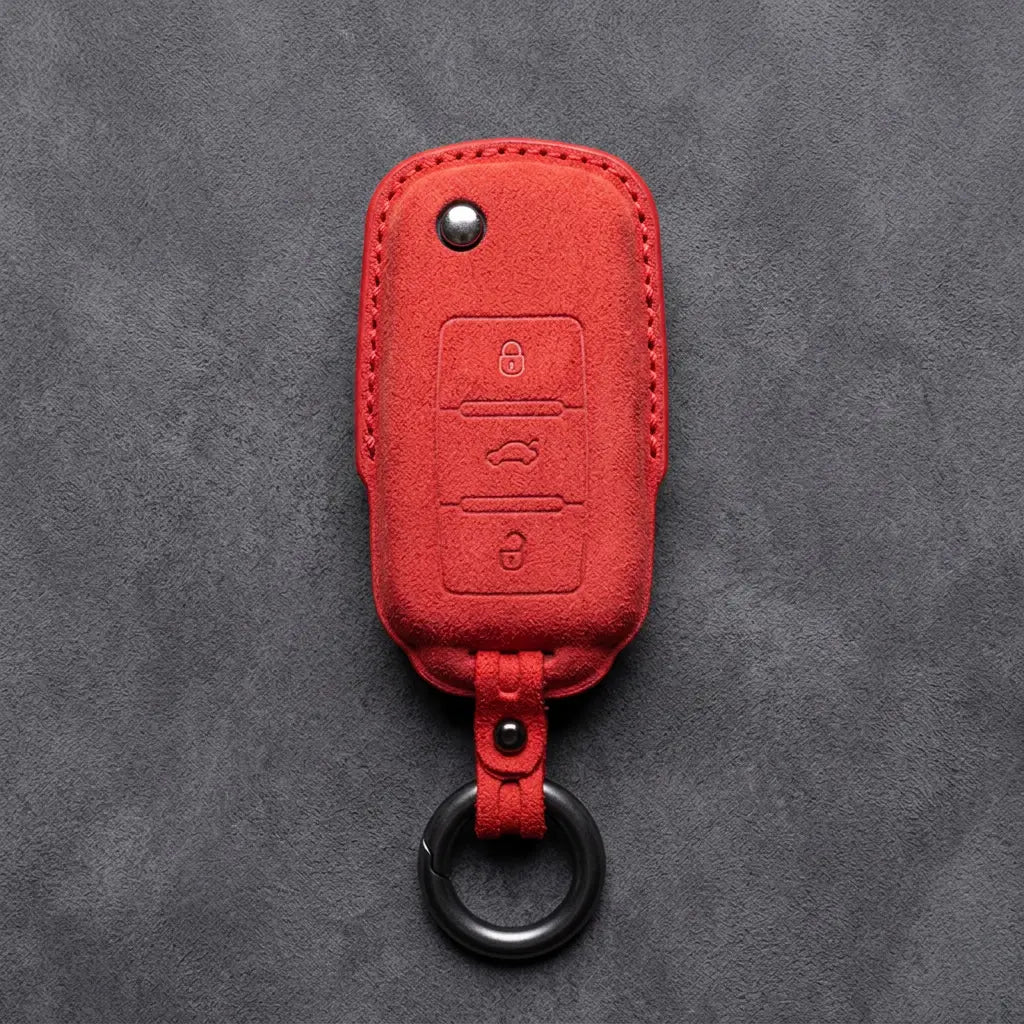 Volkswagen Hand-Stitched Alcantara Key Fob Cover – Rectangular 3-Button