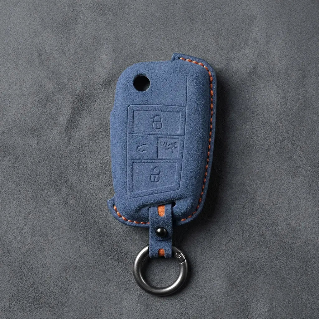 Volkswagen Hand-Stitched Alcantara Key Fob Cover – Rectangular Panic