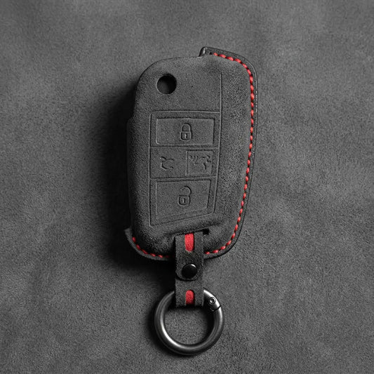 Volkswagen Hand-Stitched Alcantara Key Fob Cover – Rectangular Panic