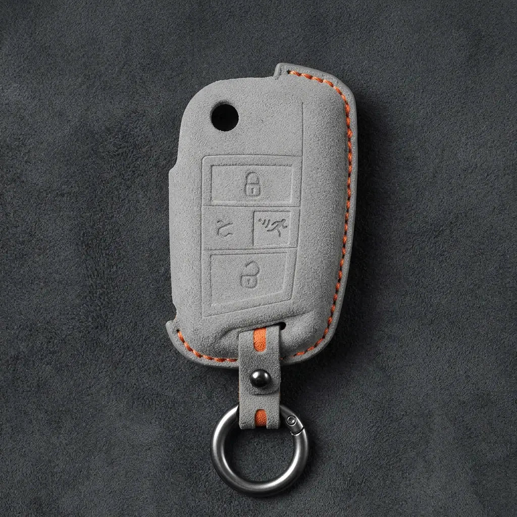 Volkswagen Hand-Stitched Alcantara Key Fob Cover – Rectangular Panic