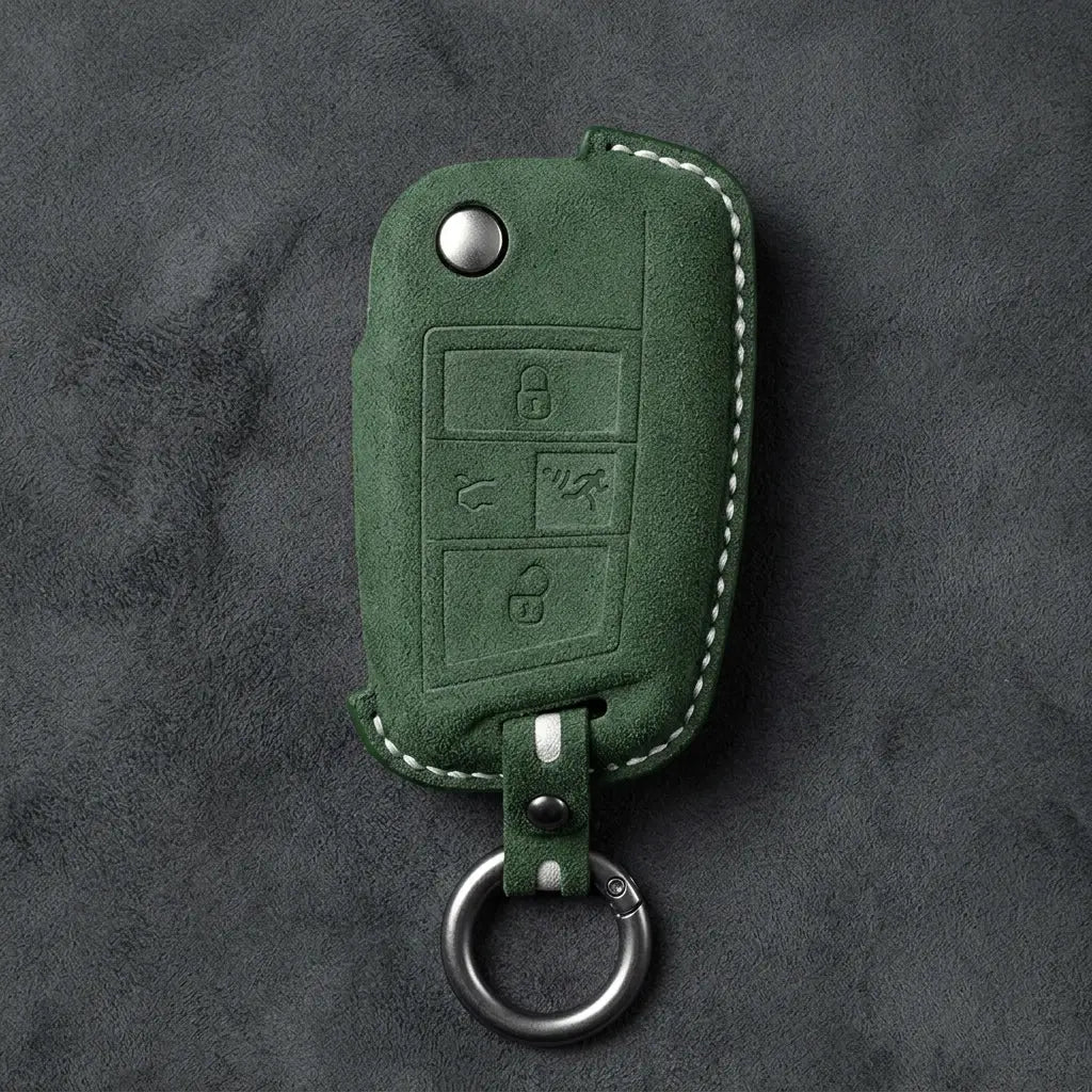 Volkswagen Hand-Stitched Alcantara Key Fob Cover – Rectangular Panic