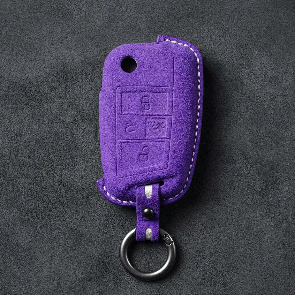 Volkswagen Hand-Stitched Alcantara Key Fob Cover – Rectangular Panic