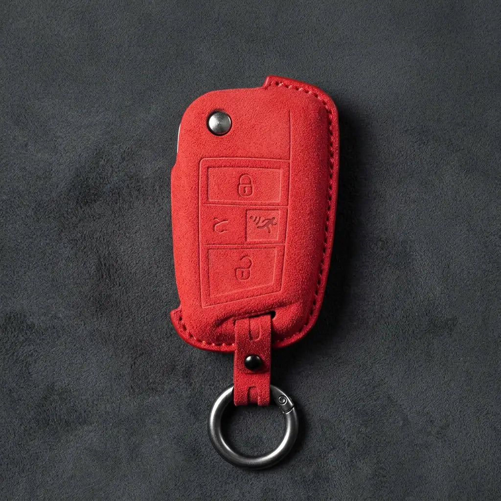 Volkswagen Hand-Stitched Alcantara Key Fob Cover – Rectangular Panic