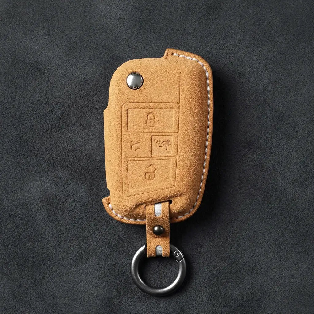 Volkswagen Hand-Stitched Alcantara Key Fob Cover – Rectangular Panic