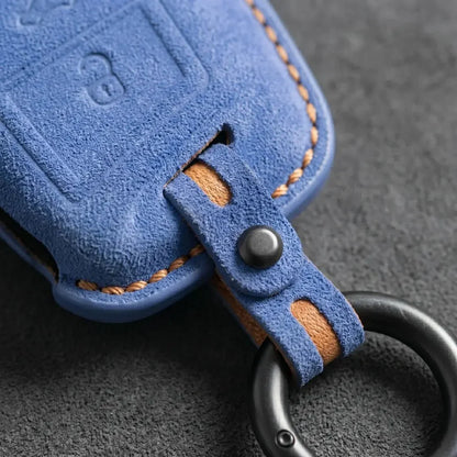 Volkswagen Hand-Stitched Alcantara Key Fob Cover - Shield Flip Key 3-Button