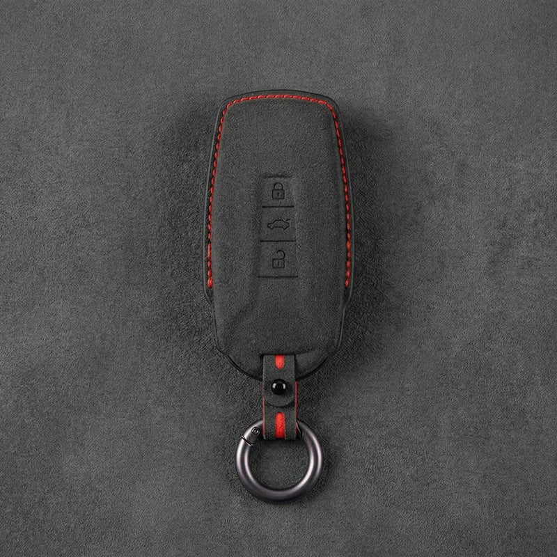 Volkswagen Hand-Stitched Alcantara Key Fob Cover - Shield-Style 3-Button