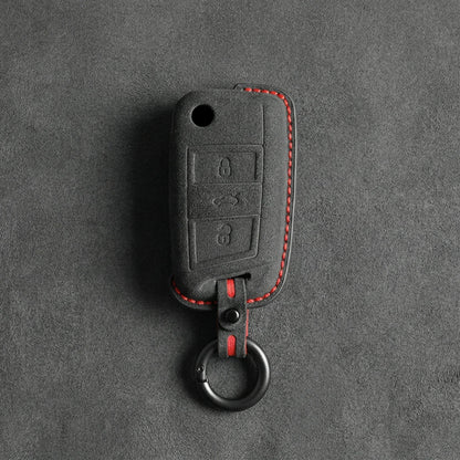 Volkswagen Hand-Stitched Alcantara Key Fob Cover - Shield Flip Key 3-Button