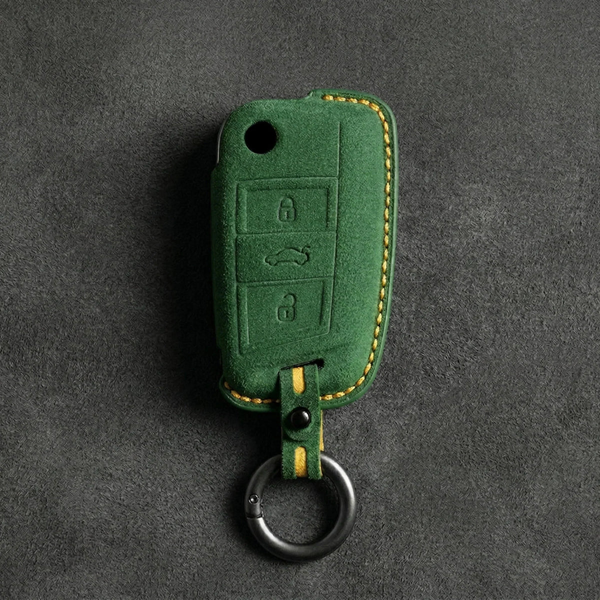 Volkswagen Hand-Stitched Alcantara Key Fob Cover - Shield Flip Key 3-Button