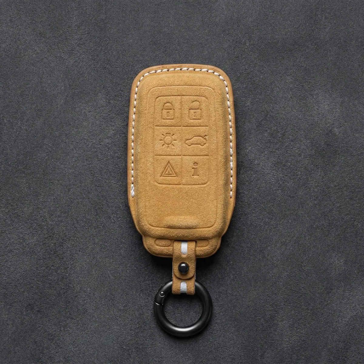 Volvo Hand-Stitched Alcantara Key Fob Cover - Rectangular 6-Button Block
